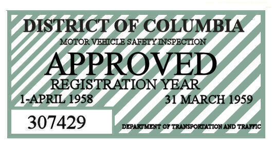 (image for) 1958 District of Columbia Inspection Sticker